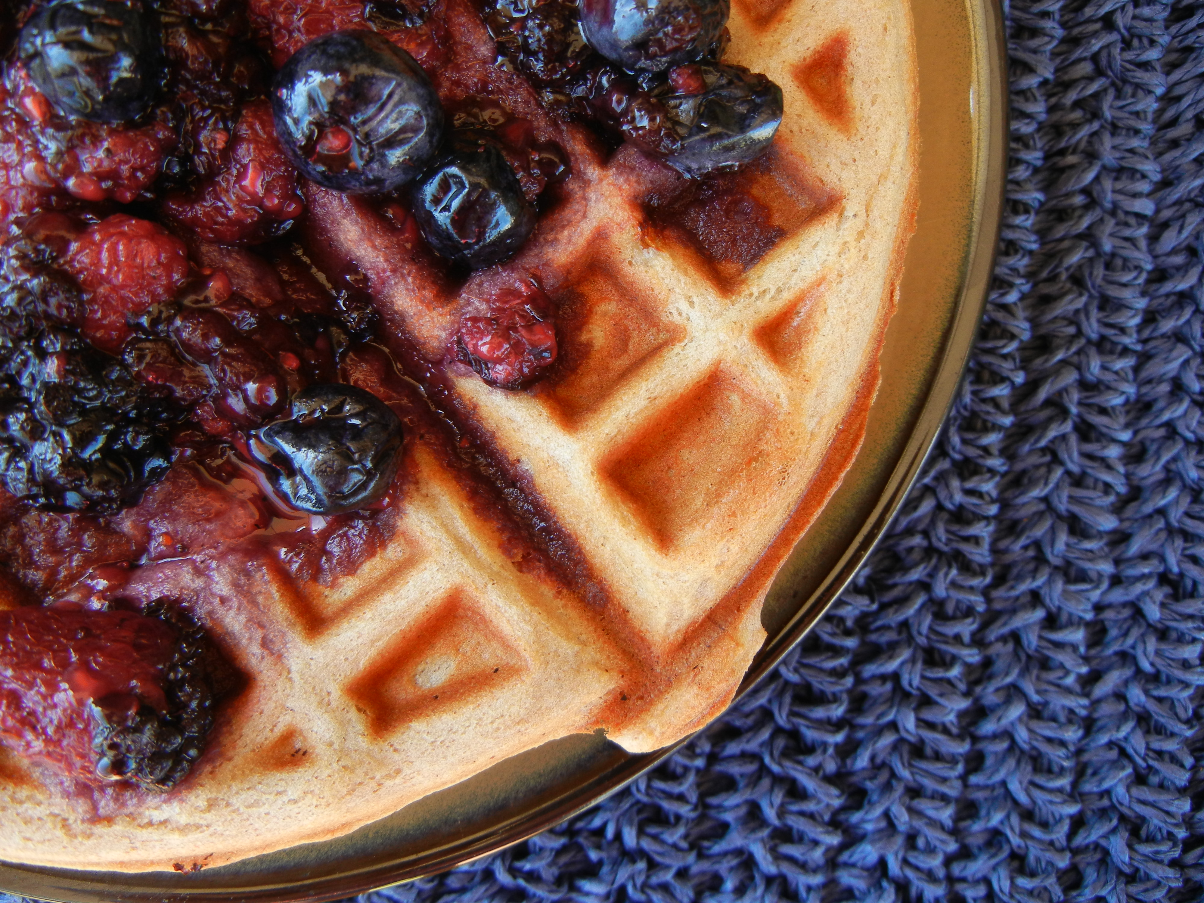 Protein Waffles with Berry Compote